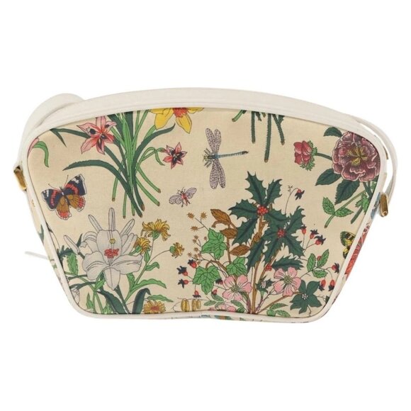 GUCCI Flora Shoulder Bag Canvas Beige Gold 001 - Picture 2 of 16